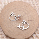 WYSIWYG 20pcs 15x19mm Antique Silver Color Cutout Whale Charms For Jewelry Making