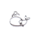 WYSIWYG 20pcs 15x19mm Antique Silver Color Cutout Whale Charms For Jewelry Making