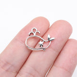 WYSIWYG 20pcs 15x19mm Antique Silver Color Cutout Whale Charms For Jewelry Making