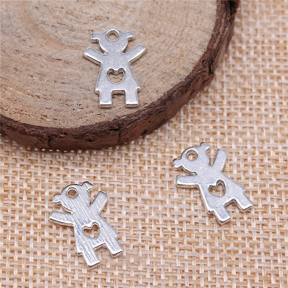 WYSIWYG 20pcs 15x9mm Kids Heart Charms Girl Heart Charms Heart Girl Charms Vintage DIY Accessories For Jewelry Making