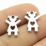 WYSIWYG 20pcs 15x9mm Kids Heart Charms Girl Heart Charms Heart Girl Charms Vintage DIY Accessories For Jewelry Making
