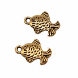 WYSIWYG 20pcs 16x11mm Antique Gold Color Antique Silver Color Fish Charms For Jewelry Making DIY Jewelry Findings