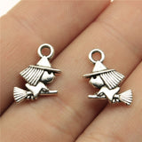 WYSIWYG 20pcs 16x12mm Pendant Witch Riding Broomstick Charm Pendants For Jewelry Making DIY Handmade Craft