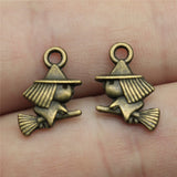 WYSIWYG 20pcs 16x12mm Pendant Witch Riding Broomstick Charm Pendants For Jewelry Making DIY Handmade Craft
