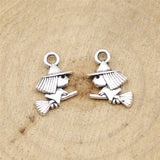 WYSIWYG 20pcs 16x12mm Pendant Witch Riding Broomstick Charm Pendants For Jewelry Making DIY Handmade Craft