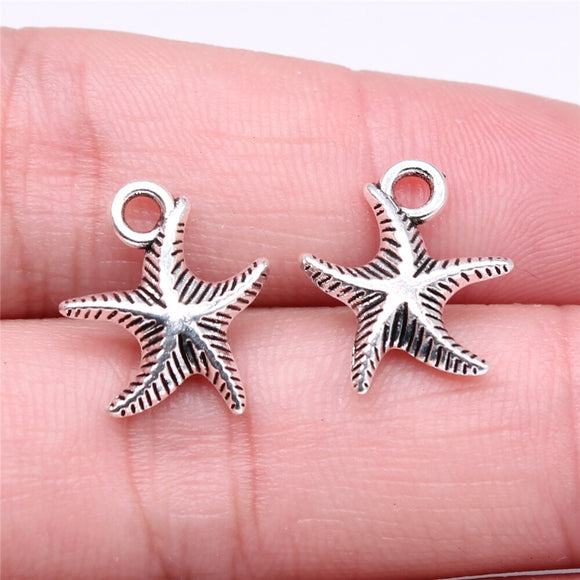 WYSIWYG 20pcs 16x14mm Antique Silver Color Antique Bronze Tiny Stafish Pendant Small Starfish Charm Pendant Tiny Starfish Charm