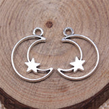 WYSIWYG 20pcs 16x14mm Antique Silver Color Hollow Moon Stars Charms Pendant For Jewelry Making DIY Jewelry Findings