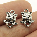WYSIWYG 20pcs 16x14mm Pig Angel Charms For Jewelry Making Antique Silver Color Charm Pendant Jewelry Accessories