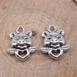 WYSIWYG 20pcs 16x14mm Pig Angel Charms For Jewelry Making Antique Silver Color Charm Pendant Jewelry Accessories