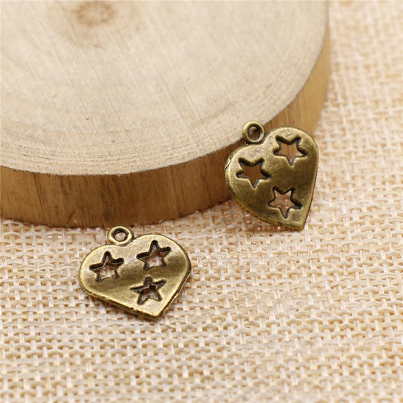 WYSIWYG 20pcs 16x15mm Hearts Charms For Jewelry Making Vintage Antique Bronze Color Jewelry Findings