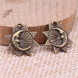 WYSIWYG 20pcs 16x15mm Sun Moon Charms For Jewelry Making Antique Silver Plated Antique Bronze Color Jewelry Findings