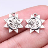 WYSIWYG 20pcs 16x15mm Sun Moon Charms For Jewelry Making Antique Silver Plated Antique Bronze Color Jewelry Findings