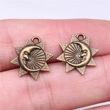 WYSIWYG 20pcs 16x15mm Sun Moon Charms For Jewelry Making Antique Silver Plated Antique Bronze Color Jewelry Findings