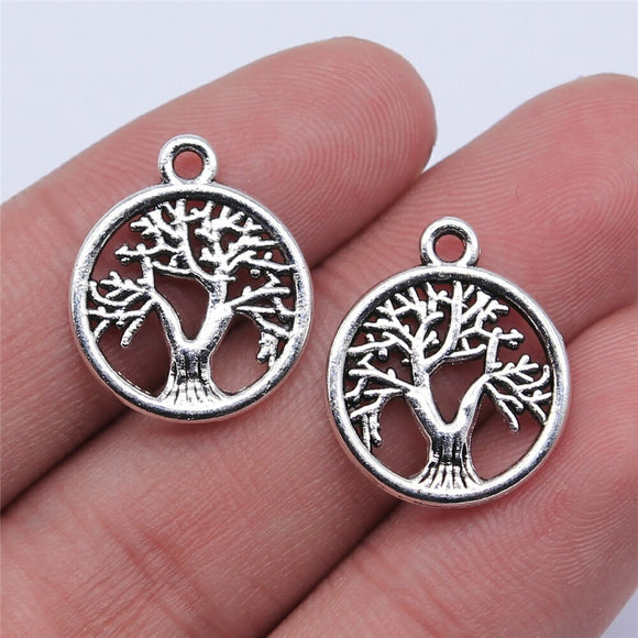 WYSIWYG 20pcs 16x16mm Tree Of Life Charms Antique Silver Color Pendant For Jewelry Making DIY Jewelry Findings EF3777
