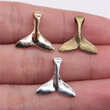 WYSIWYG 20pcs 16x16mm Whale Tail Fish Charm Mermaid Tail Pendant For Necklace Jewelry