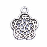 WYSIWYG 20pcs 16x19mm Hollow Flower Pendant Charms Antique Silver Color For Jewelry Making Zinc Alloy Jewelry Findings