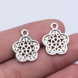 WYSIWYG 20pcs 16x19mm Hollow Flower Pendant Charms Antique Silver Color For Jewelry Making Zinc Alloy Jewelry Findings