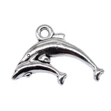 WYSIWYG 20pcs 16x23mm Antique Silver Color Dolphin Charms For Jewelry Making