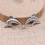 WYSIWYG 20pcs 16x23mm Antique Silver Color Dolphin Charms For Jewelry Making