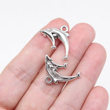 WYSIWYG 20pcs 16x23mm Antique Silver Color Dolphin Charms For Jewelry Making