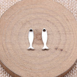WYSIWYG 20pcs 16x5mm Antique Silver Color Fish Charms For Jewelry Making