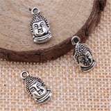 WYSIWYG 20pcs 16x8mm 2 Colors Antique Bronze Charm Buddha Charms Thai Buddha Double Sided Charms Buddha Head EF3924