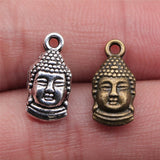 WYSIWYG 20pcs 16x8mm 2 Colors Antique Bronze Charm Buddha Charms Thai Buddha Double Sided Charms Buddha Head EF3924