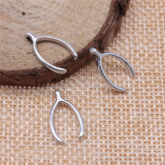 20pcs 16x9mm Antique Silver Color Wishbone Charms Lucky Wishbone Charms Wish Bone Charms ef4771