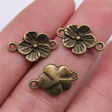 WYSIWYG 20pcs 17x11mm Antique Bronze Color Antique Silver Color Flower Connector Charms For Jewelry Making DIY Jewelry Findings
