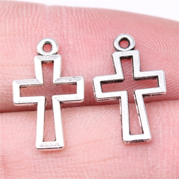 WYSIWYG 20pcs 17x11mm Vintage Hollow Cross Charms Charm For Jewelry Making 2 Colors Small Cross Charms