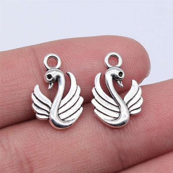 WYSIWYG 20pcs 17x12mm Antique Silver Color Swan Charms Pendant For Jewelry Making DIY Jewelry Findings