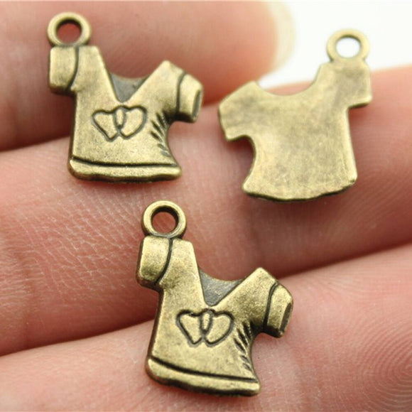 WYSIWYG 20pcs 17x13mm Coat Charms For Jewelry Making Vintage Antique Bronze Color Jewelry Findings