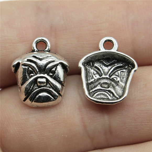 20pcs 17x14mm Bulldog Charms Antique Silver Color Charms For Jewelry Making Jewelry Findings h2874