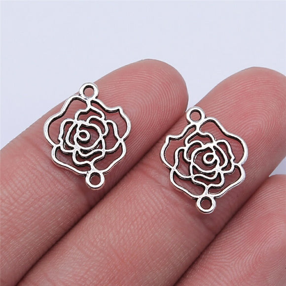WYSIWYG 20pcs 17x14mm Hollow Flower Connector Charms For Jewelry Making DIY Jewelry Findings