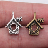WYSIWYG 20pcs 17x15mm 2 Colors Antique Silver Color Antique Bronze Plated Birdcage Charm Bird House Charm Bird Nest Charm