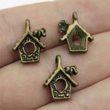 WYSIWYG 20pcs 17x15mm 2 Colors Antique Silver Color Antique Bronze Plated Birdcage Charm Bird House Charm Bird Nest Charm
