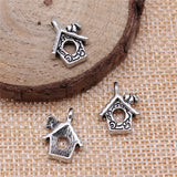 WYSIWYG 20pcs 17x15mm 2 Colors Antique Silver Color Antique Bronze Plated Birdcage Charm Bird House Charm Bird Nest Charm
