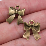 WYSIWYG 20pcs 17x15mm Bowknot Charms For Jewelry Making Antique Silver Plated Antique Bronze Color Jewelry Findings