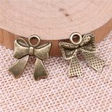 WYSIWYG 20pcs 17x15mm Bowknot Charms For Jewelry Making Antique Silver Plated Antique Bronze Color Jewelry Findings