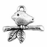 WYSIWYG 20pcs 17x16mm 2 Colors Antique Silver Color Antique Bronze Bird Branch Charm Bird Charms Branch Bird Charm