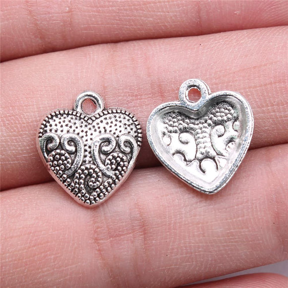 20pcs 17x16mm Heart Charms For Jewelry Making Antique Silver Plated Antique Bronze Color Jewelry Findings EF4122