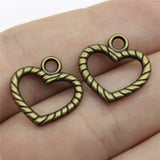 WYSIWYG 20pcs 17x17mm 2 Colors Antique Silver Color Antique Bronze Plated Pendants Charm Heart Pendant