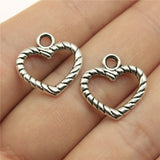 WYSIWYG 20pcs 17x17mm 2 Colors Antique Silver Color Antique Bronze Plated Pendants Charm Heart Pendant