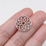 WYSIWYG 20pcs 17x17mm Antique Silver Color Openwork Flower Of Life Charms For Jewelry Making