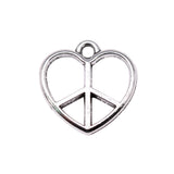 WYSIWYG 20pcs 17x17mm Heart Peace Symbol Charms Antique Silver Color For DIY Jewelry Making Zinc Alloy Charms Jewelry Findings