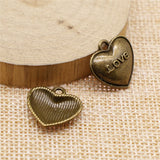 WYSIWYG 20pcs 17x17mm Love Heart Charms For Jewelry Making Antique Bronze Color Charms Pendants Jewelry Accessories