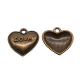 WYSIWYG 20pcs 17x17mm Love Heart Charms For Jewelry Making Antique Bronze Color Charms Pendants Jewelry Accessories