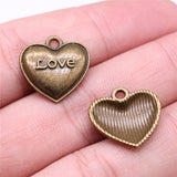 WYSIWYG 20pcs 17x17mm Love Heart Charms For Jewelry Making Antique Bronze Color Charms Pendants Jewelry Accessories