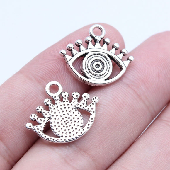 WYSIWYG 20pcs 17x20mm Antique Silver Color Eye Charms Pendant For DIY Jewelry Making Handmade Jewelry Craft Findings