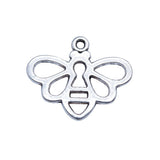 WYSIWYG 20pcs 17x21mm Antique Silver Color Openwork Abstract Sketch Bee Charms Pendant For DIY Jewelry Making